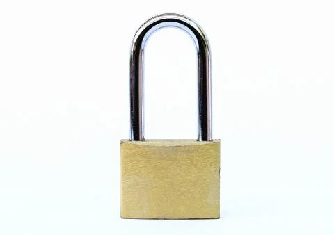 Close up shot of old lock isolated on a white background Stock Photos