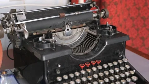 Close-up shot of Old typewriter. Stock Footage 132248615