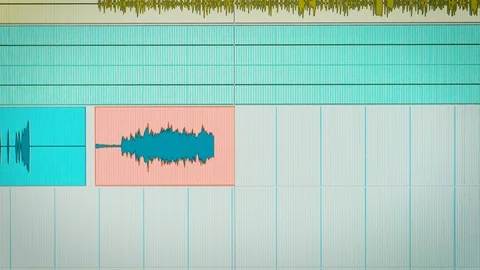 Close up shot of a open mixing programme for audio and music production. 스톡 동영상 88133347