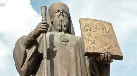 Close up shot of orthodox monument standing outdoor Stock Footage 65287751