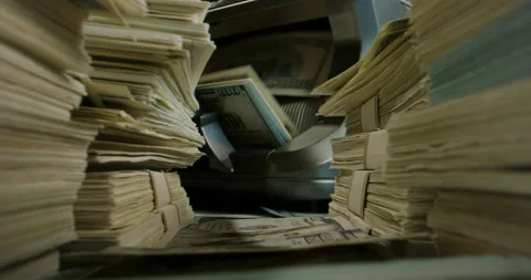 Close up shot of packs of US dollar bills lying around with cash counting Stock Footage 162935103