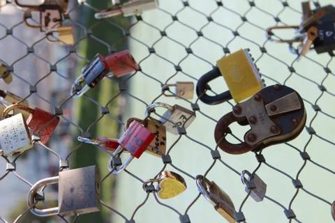 Close up shot of Padlock Brigde Stock Photos