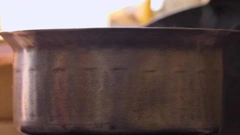 Close shot of a pan with water boiling in it Stock Footage 147094563