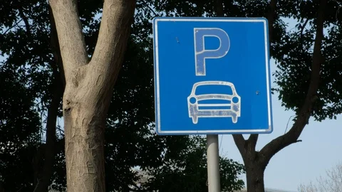 The close shot of a parking sign Video stock 95874331