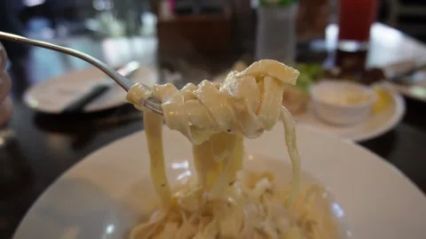 Close up shot of pasta at restaurant Video stock 229605788