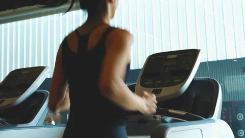 Close-up shot of people running on treadmill. Stock-Footage 183991209