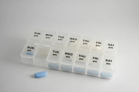 Close up shot of a pill box Stock Photos
