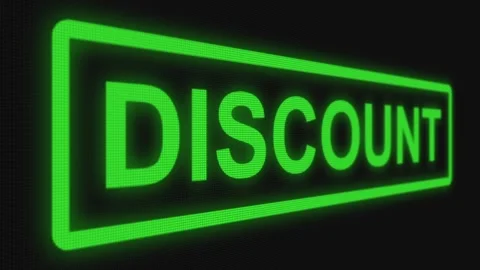 Close up shot pixel screen of "Discount" text. Different points of view Stock Footage 106633605