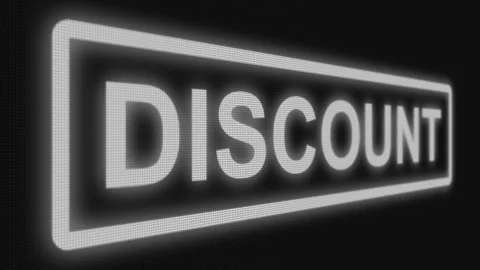 Close up shot pixel screen of "Discount" text. Different points of view Stock Footage 106633656