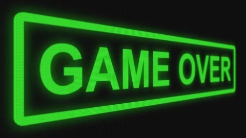 Close up shot pixel screen of "Game over" text. Different points of view Stock Footage 106633682