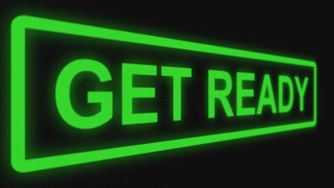 Close up shot pixel screen of "get ready" text. Different points of view Stock Footage 106633805