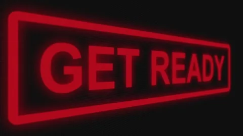 Close up shot pixel screen of "get ready" text. Different points of view Stock Footage 106633882