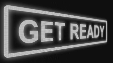 Close up shot pixel screen of "get ready" text. Different points of view Stock Footage 106633885
