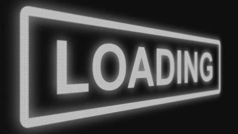 Close up shot pixel screen of "Loading" text. Different points of view Stock Footage 106633947