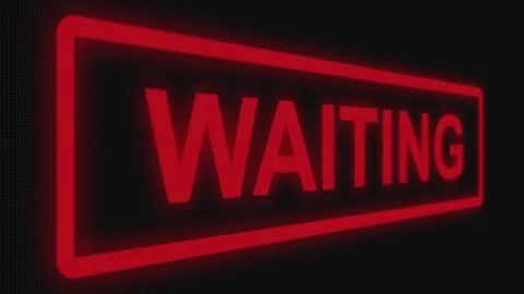 Close up shot pixel screen of "Waiting" text. Different points of view Stock Footage 106634039