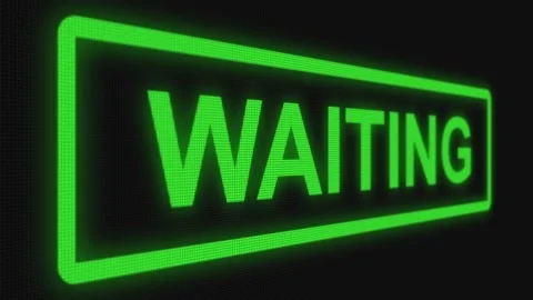 Close up shot pixel screen of "Waiting" text. Different points of view Stock Footage 106634047