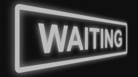 Close up shot pixel screen of "Waiting" text. Different points of view Stock Footage 106634084