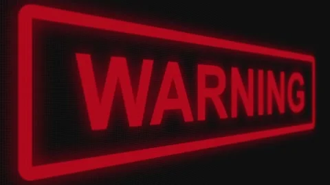 Close up shot pixel screen of "Warning" text. Different points of view Stock Footage 106634130
