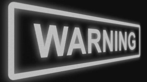 Close up shot pixel screen of "Warning" text. Different points of view Stock Footage 106634155