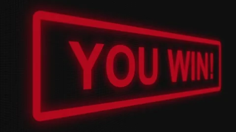 Close up shot pixel screen of "You win" text. Different points of view Stock Footage 106634290