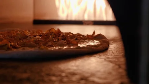Close-up Shot of Pizza Baking Inside An Oven Stock-Footage 128927391