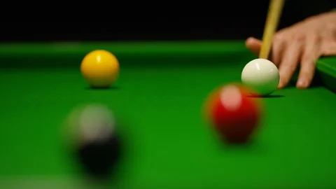 Close shot of pool player taking a shot during a game Video stock 104685074