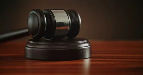 Close shot of a Pounding Gavel on Block Stock Footage 57540697