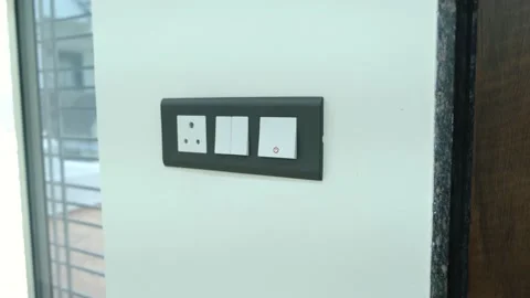 Close up Shot of power button with Switch board . Stock Footage 161950590