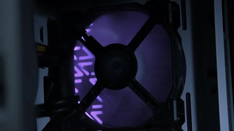 Close up shot of Power off of personal computer, cooling unit with the fan of Stock Footage 269738360