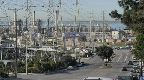 Close Up Shot of Powerlines in Redondo Beach Stock Footage 61019336
