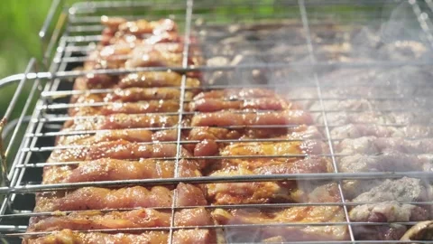 Close-up shot of preparing a delicious grilled dish. Stockbeeldmateriaal 272213015