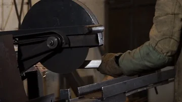 Close up shot of the process of creating an even metal part. Stock Footage 85642850