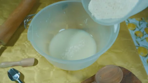 Close-up shot of a  process of preparing and whipping homemade pastries. Stock-Footage 169519673