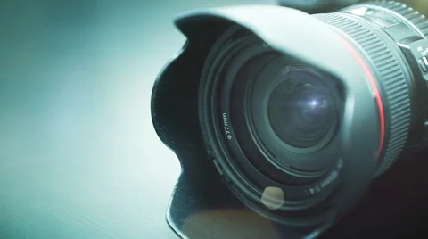 Close-up shot of professional camera. HD 1080. Stock Footage 49642875