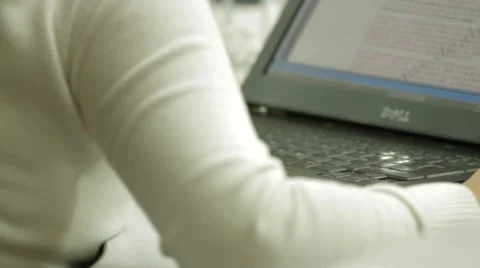 Close Up Shot of a professional female worker in front of laptop Stock Footage 45236231