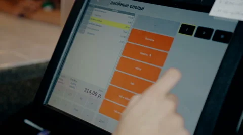 Close up shot push touch screen in cafe 動画素材 65716261