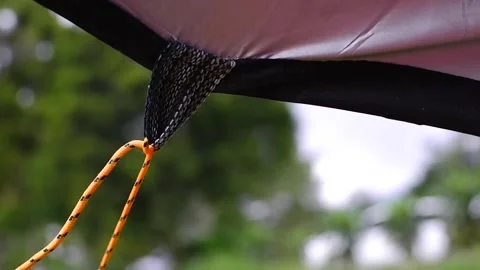 Close-up shot of raindrops on the tent Stock-Footage 308727098