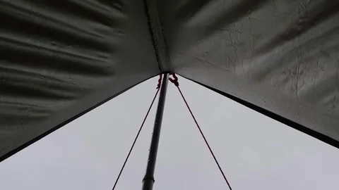 Close-up shot of raindrops on the tent Video stock 308727183