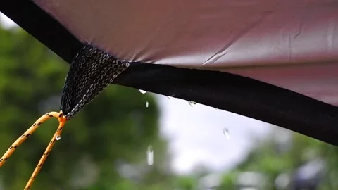 Close-up shot of raindrops on the tent Stock Footage 308727231