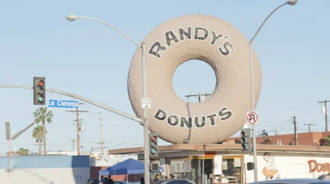 Close Up Shot of Randys Donuts Sign Stock Footage 61153444