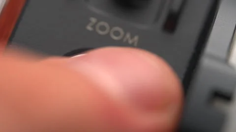 Close up shot of REC button on a camera or motorized wireless follow focus Stock Footage 247028152