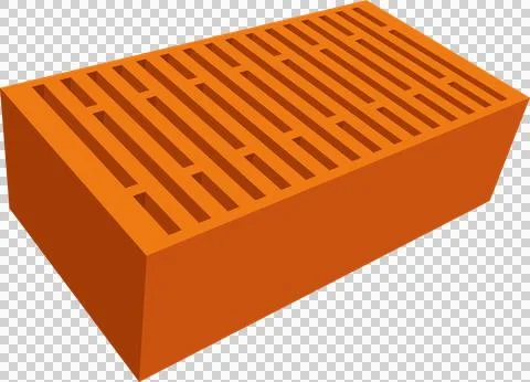 Close-up shot of a rectangular, orange brick with rectangular holes running.. Stock Illustration