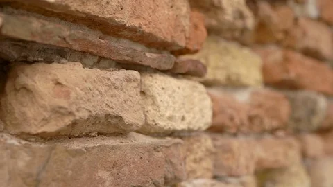 Close-up shot of a red bricks of an old building. Stock Footage 111462316
