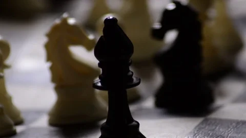 Close shot of replacing elephant in chess game. Video stock 83470899
