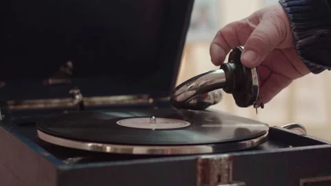 Close-up shot of a retro turntable Stock Footage 151278571