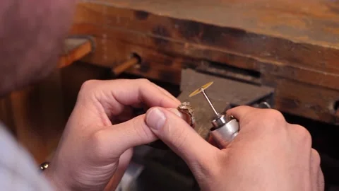 Close Up Shot of A Ring Being Worked On By A Jeweler Stock-Footage 132920792
