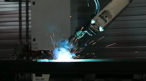 Close shot of robotic welding arm close Stock Footage 10978774