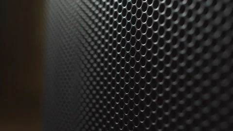 Close up shot of a round speaker Stock Footage 208692922