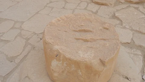 Close-Up Shot of Ruined Columns in Ancient Temple Stock Footage 128401523