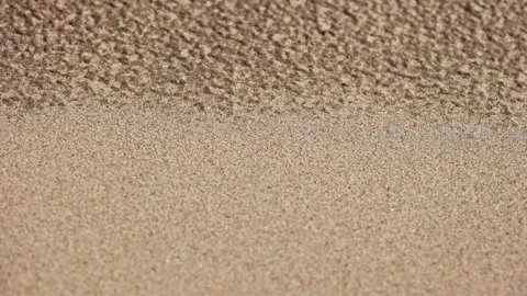 Close-up shot of sand. The texture of sand, grains of sand fly blown away by the Stock-Footage 253990448